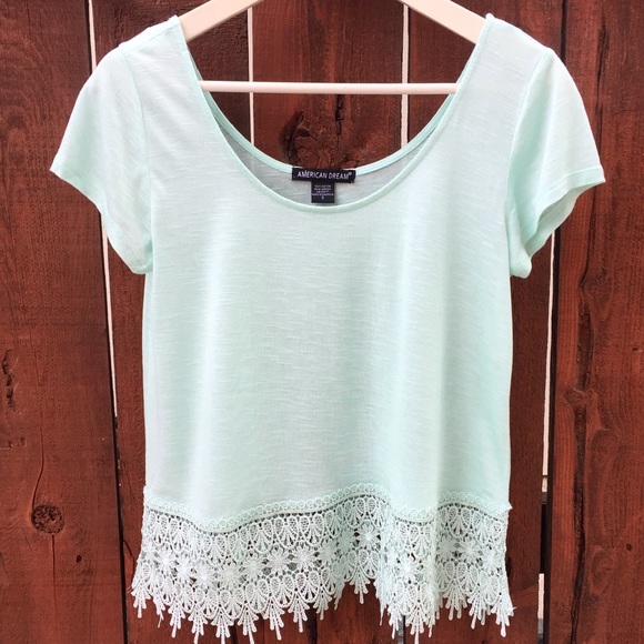 Tops - Sea Foam Green Lace Top
